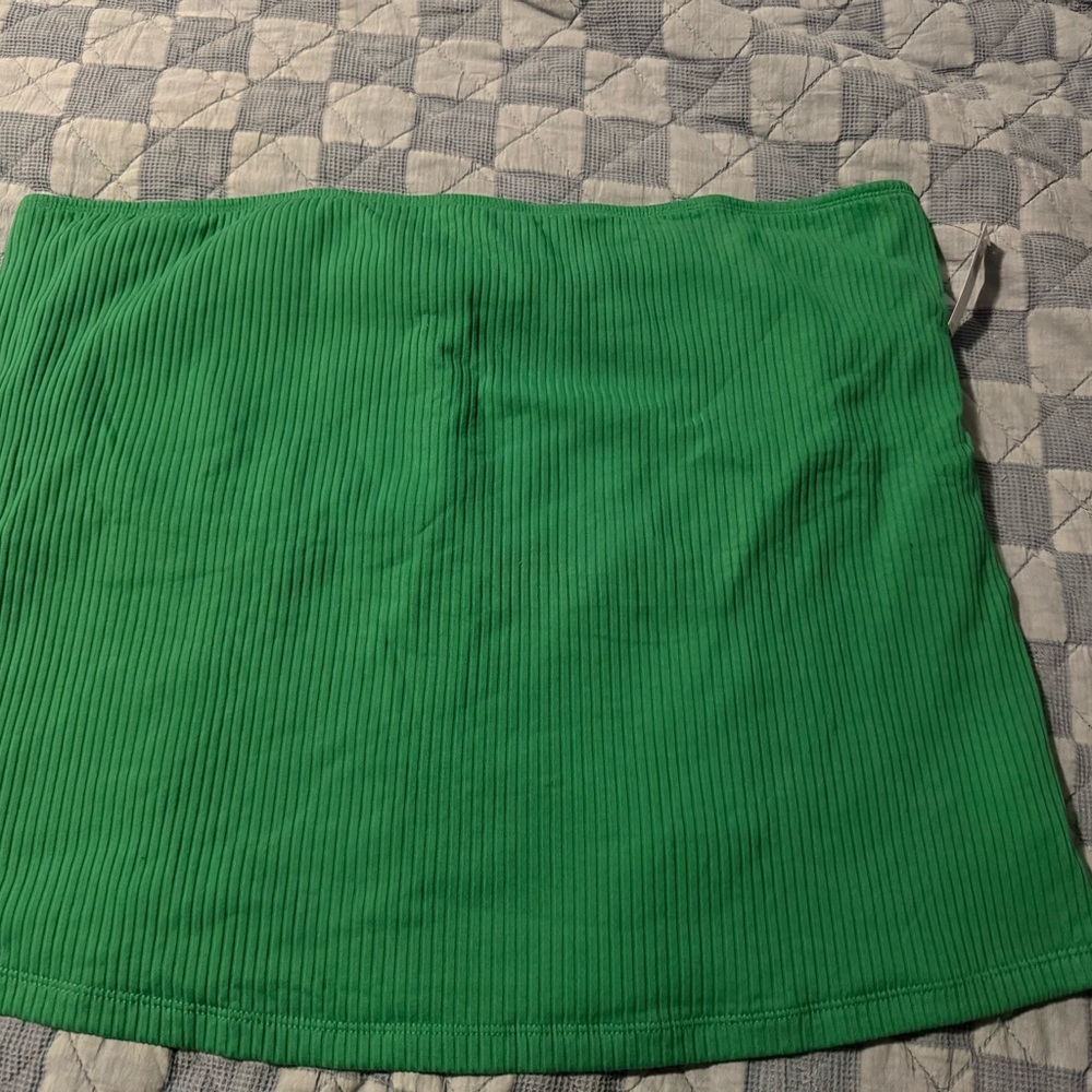 Green Ribbed Women's Tube Top
